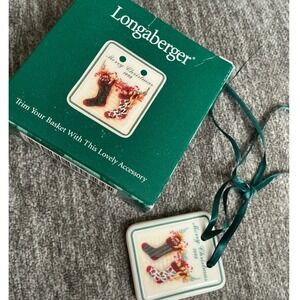 Longaberger Pottery Merry Christmas 1998 Stocking Basket Tie-On Accessory